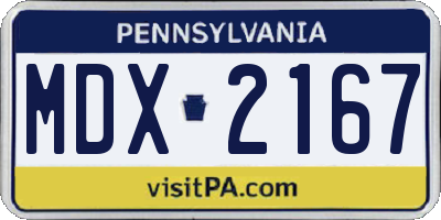 PA license plate MDX2167