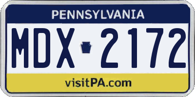 PA license plate MDX2172