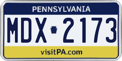 PA license plate MDX2173