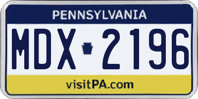 PA license plate MDX2196