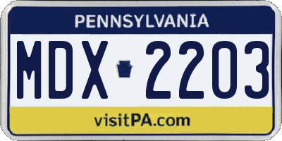 PA license plate MDX2203