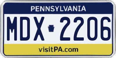 PA license plate MDX2206