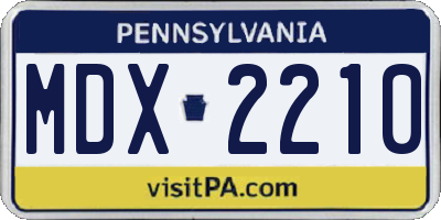 PA license plate MDX2210