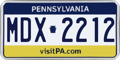 PA license plate MDX2212