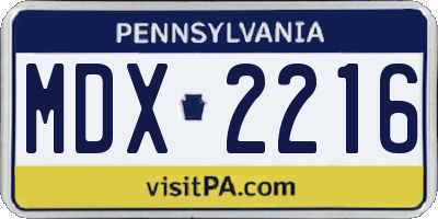 PA license plate MDX2216