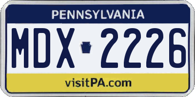 PA license plate MDX2226
