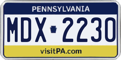 PA license plate MDX2230