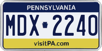 PA license plate MDX2240