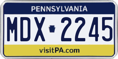 PA license plate MDX2245