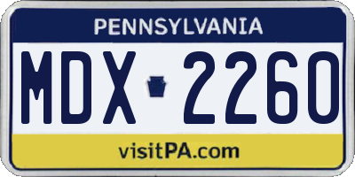 PA license plate MDX2260