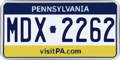 PA license plate MDX2262