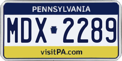 PA license plate MDX2289