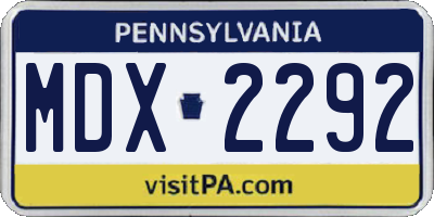 PA license plate MDX2292