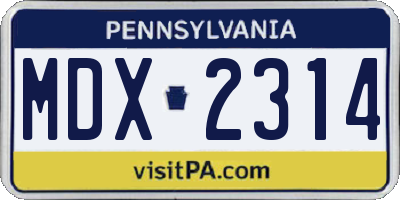 PA license plate MDX2314