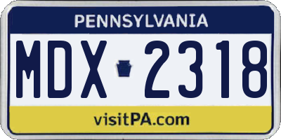 PA license plate MDX2318