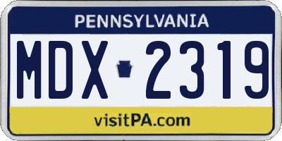 PA license plate MDX2319