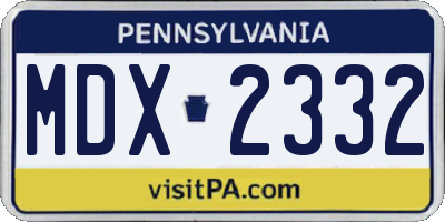 PA license plate MDX2332