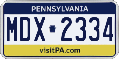 PA license plate MDX2334