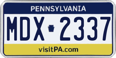 PA license plate MDX2337