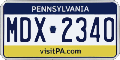 PA license plate MDX2340