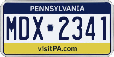 PA license plate MDX2341