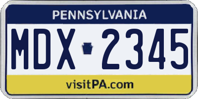 PA license plate MDX2345