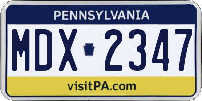 PA license plate MDX2347