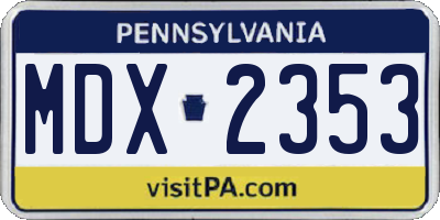 PA license plate MDX2353