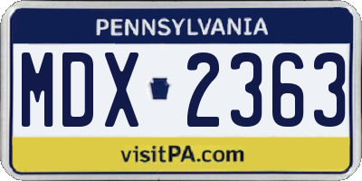 PA license plate MDX2363