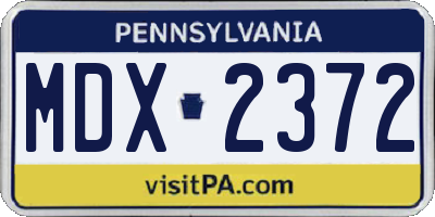 PA license plate MDX2372