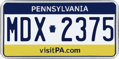 PA license plate MDX2375