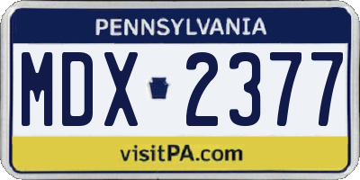 PA license plate MDX2377