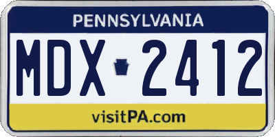 PA license plate MDX2412