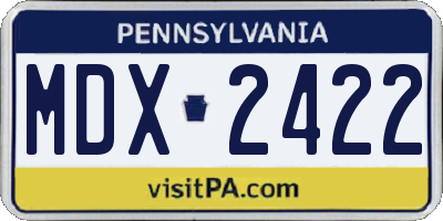 PA license plate MDX2422