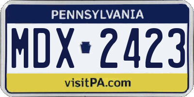 PA license plate MDX2423