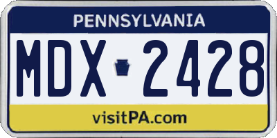 PA license plate MDX2428