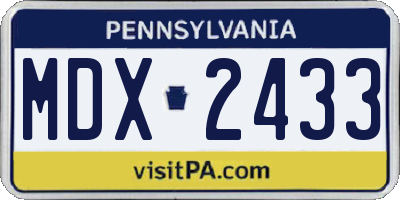 PA license plate MDX2433
