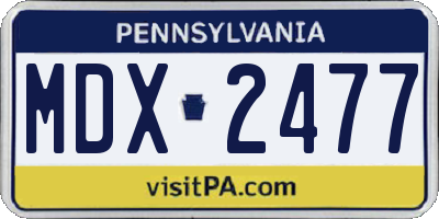 PA license plate MDX2477