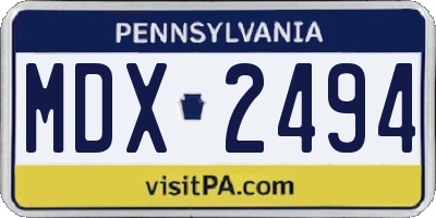 PA license plate MDX2494