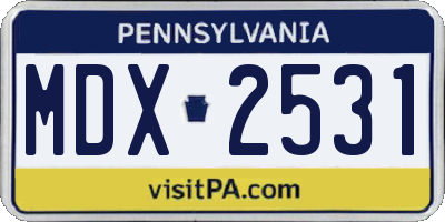 PA license plate MDX2531