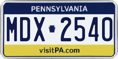 PA license plate MDX2540