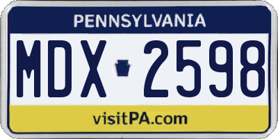 PA license plate MDX2598