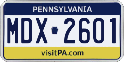 PA license plate MDX2601