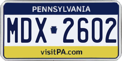PA license plate MDX2602