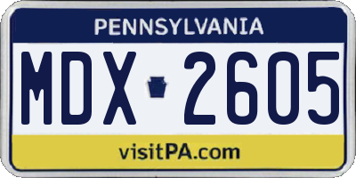 PA license plate MDX2605