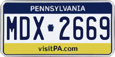 PA license plate MDX2669