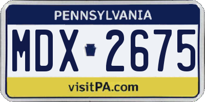 PA license plate MDX2675