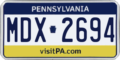 PA license plate MDX2694