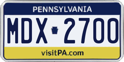 PA license plate MDX2700