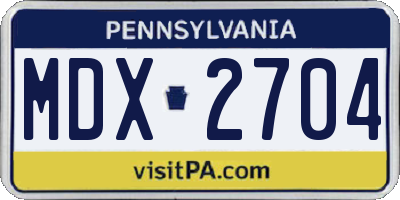 PA license plate MDX2704